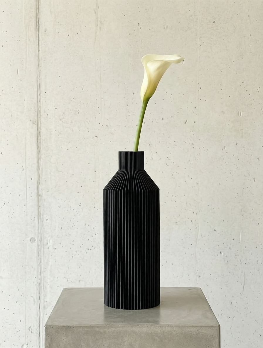 Moderne_3D_Druck_Vase_Straight_Schwarz