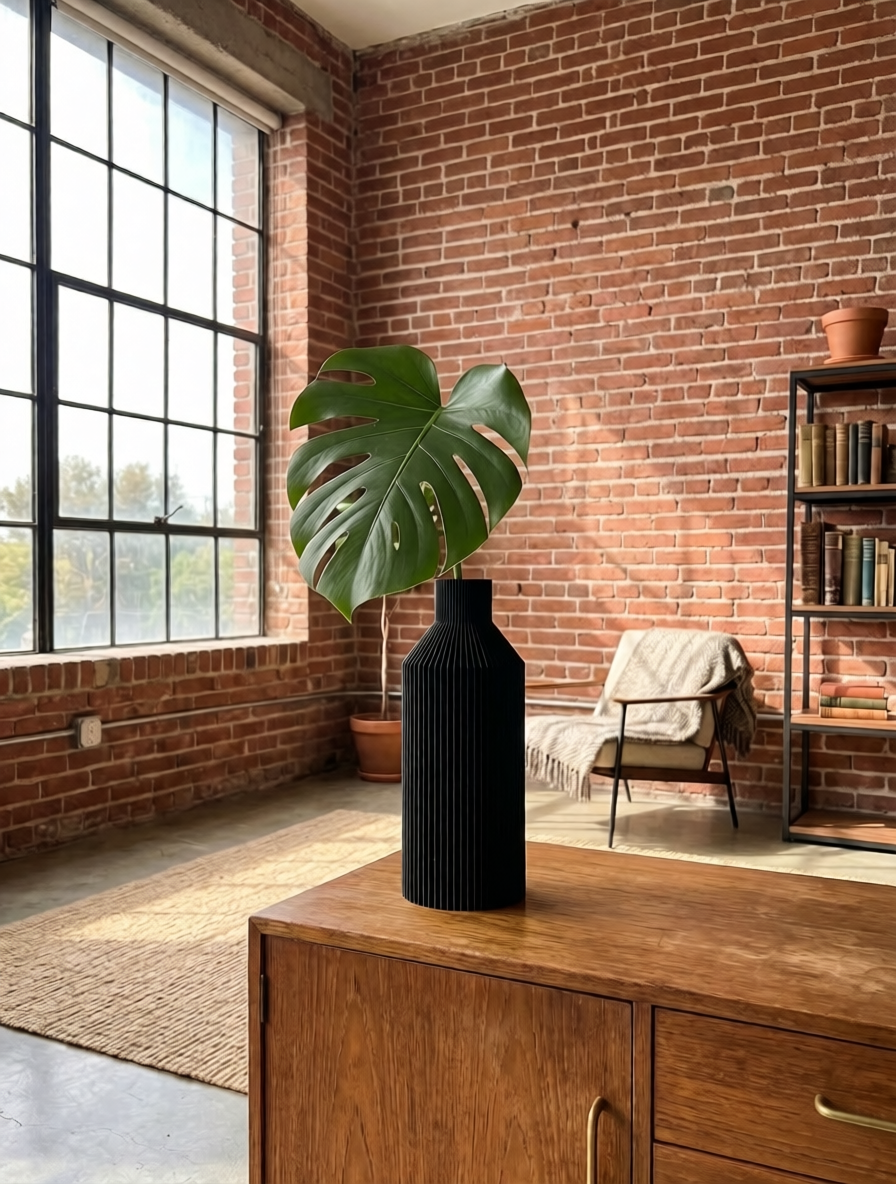 Moderne_3D_Druck_Vase_Straight_Schwarz_2